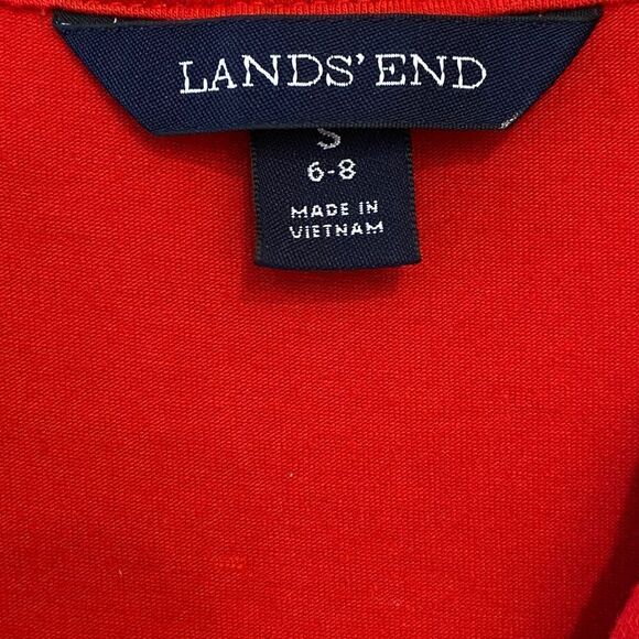 Lands’ End Sz 6/8 Red White Embroidered V-Neck 3/4 Sleeves Cotton Tunic - Picture 5 of 6